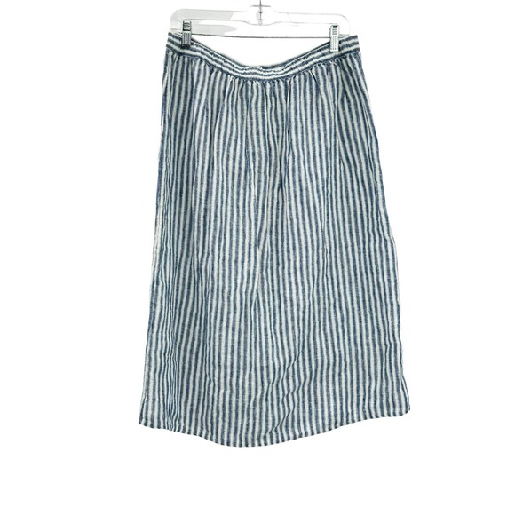 Faherty Women's Button Front Low Tide Stripe Whitley Skirt Blue White Size L NWT - Picture 7 of 12